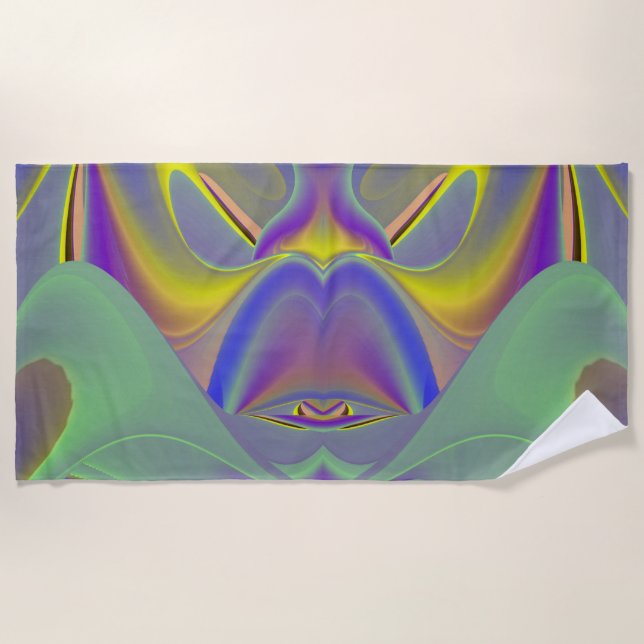 Toalla De Playa Cara mala, arte arcoiris abstracto en 3D (Anverso)