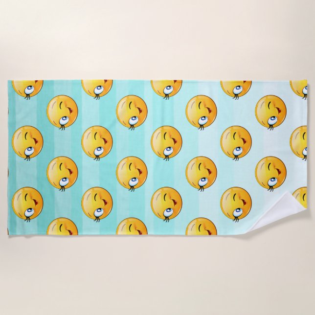 Toalla De Playa Cara sonriente adorable Emoji (Anverso)
