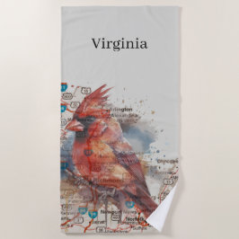 Toalla De Playa Cardenal sobre la hoja de ruta de Virginia