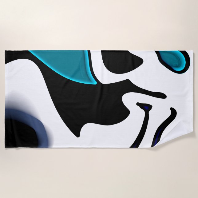 Toalla De Playa Cargo de profundidad: resumen negro, blanco y azul (Anverso)