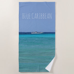 Toalla De Playa Caribe azul (sin tu texto)