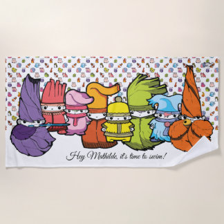 Toalla De Playa Caricatura de caligrafía Caricatura Goblins WhiteP