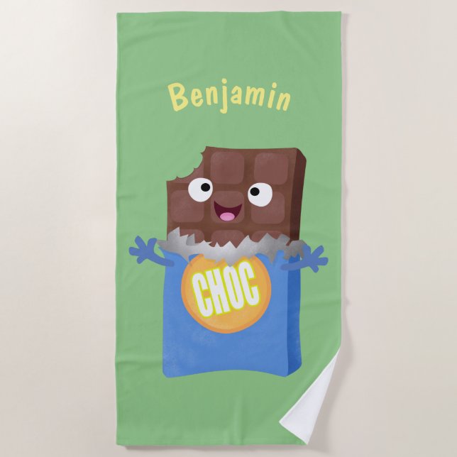 Toalla De Playa Caricatura de dibujos animados de un dulce chocola (Anverso)