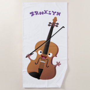 Toalla De Playa Caricatura musical divertida en violín