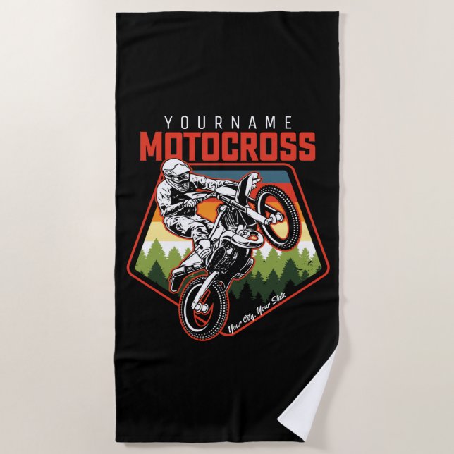 Toalla De Playa Carreras Motocross personalizada Dirt Bike Trail R (Anverso)