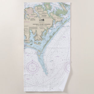 Toalla De Playa Carta Náutica de Portsmouth a Beaufort 11544
