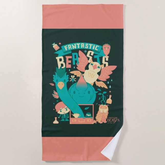 Toalla De Playa Cartoon Fantastic Beasts With Newt Scamander (Anverso)