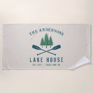 Toalla De Playa Casa de la familia Lake Moderna Rustic Boat Oar Pi