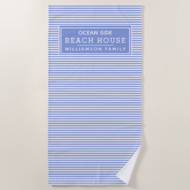 Toalla De Playa Casa Nautical Blue & White Stried Beach House