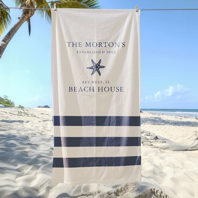 Toalla De Playa Casa Nautical Starfish Family Beach (Nautical Starfish Family Beach House Beach Towel)