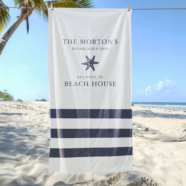 Toalla De Playa Casa Nautical Starfish Family Beach (Nautical Starfish Family Beach House Beach Towel)