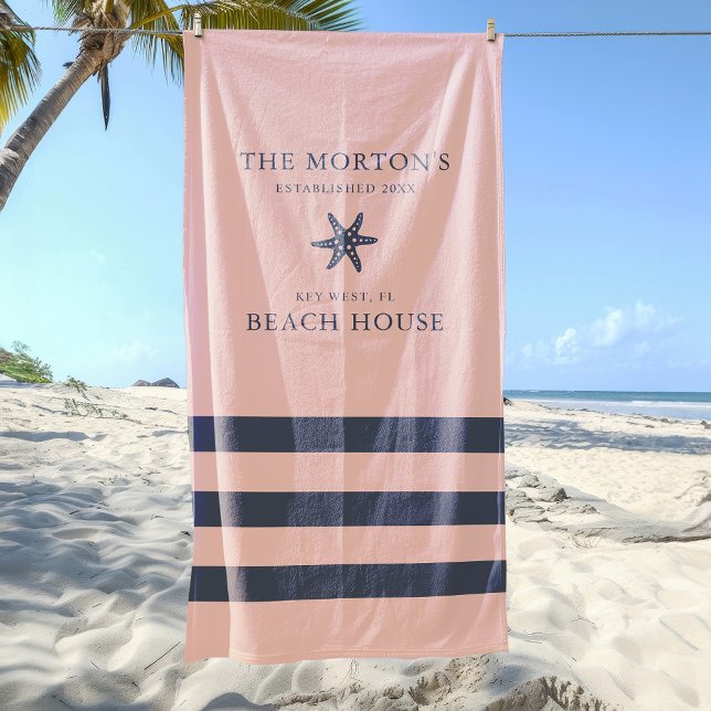 Toalla De Playa Casa Nautical Starfish Family Beach (Nautical Starfish Family Beach House Beach Towel)