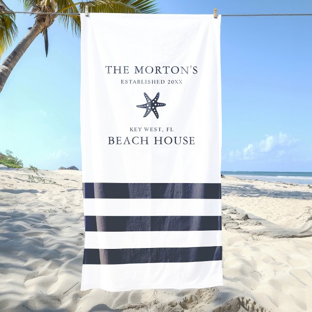 Toalla De Playa Casa Nautical Starfish Family Beach (Nautical Starfish Family Beach House Beach Towel)