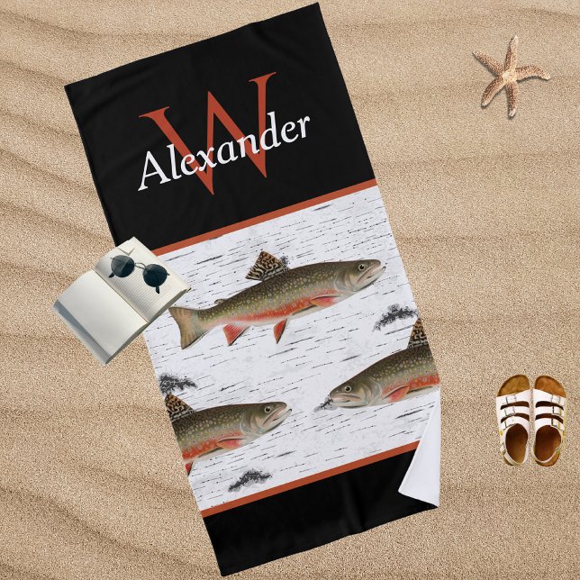 Toalla De Playa Casa Rustic Aspen Bark Trout Fisherman River (Subido por el creador)