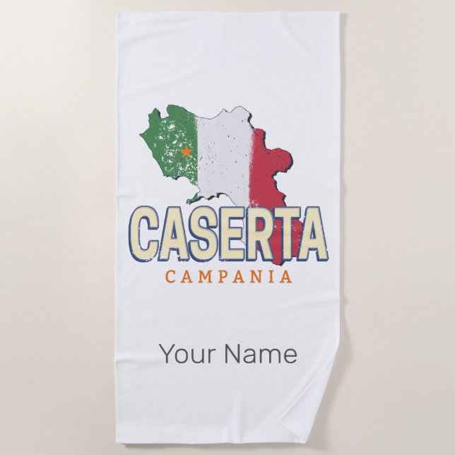 Toalla De Playa Caserta Italia Retro Campania Mapa de recuerdo de  (Anverso)