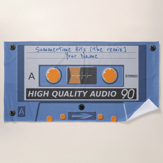 Toalla De Playa casete de música retro 80s (mixtape) (Anverso)