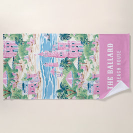 Toalla De Playa Castillo de arena rosada | Casa de playa