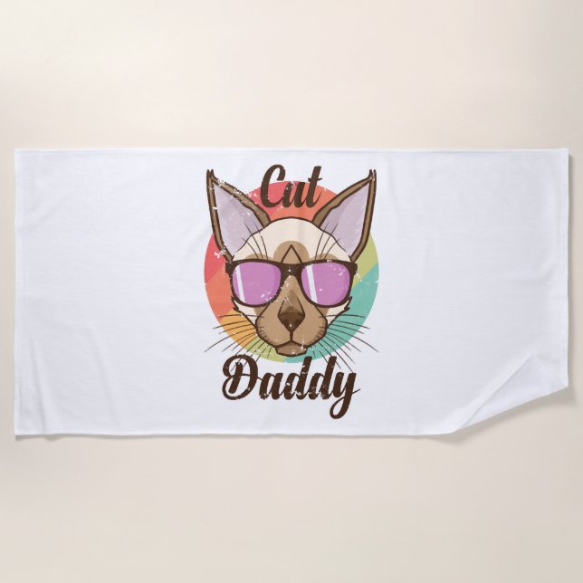 Toalla De Playa Cat Daddy Siamese Cat Mascota Masculino Cat (Anverso)