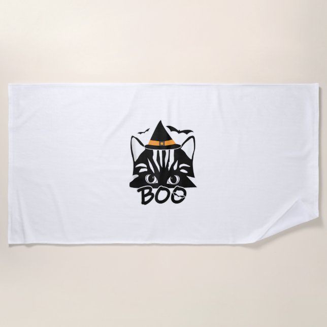 Toalla De Playa Cat Kitten Kitty Novedad Graciosa Halloween Spooky (Anverso)