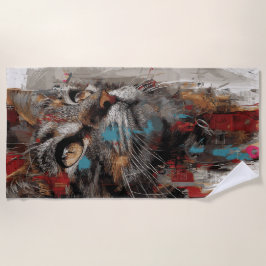Toalla De Playa Cat Urban Street Art Portrait