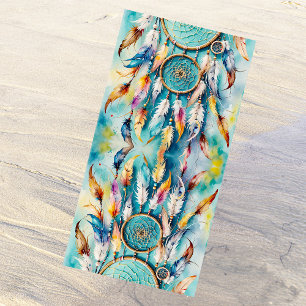 Toalla De Playa Catcher del Boho American Indian Dream, acuarela