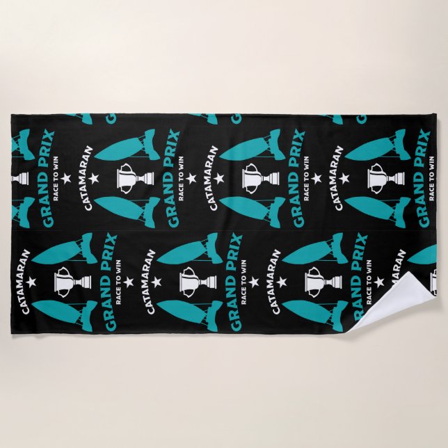 Toalla De Playa Catermaran Hidrofoil Carreras de velero (Anverso)