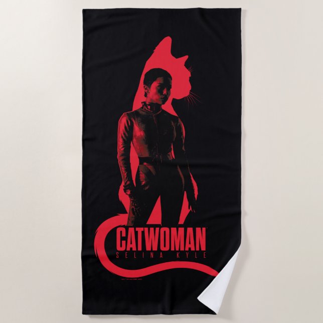 Toalla De Playa Catwoman Selina Kyle Cat Silhouette (Anverso)