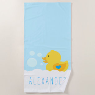 Toalla De Playa Caucho Ducky Con Corazón Azul