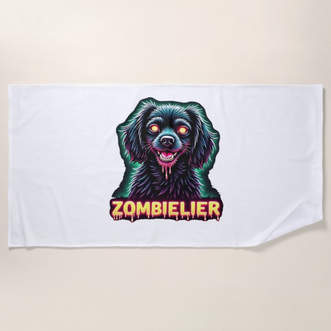 Toalla De Playa Cavalier King Charles Spaniel CKCS Zombie Dog Hall (Anverso)