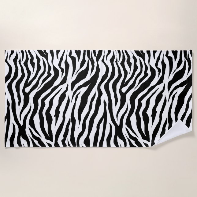 Toalla De Playa Cebra animal Black Safari Pattern (Anverso)