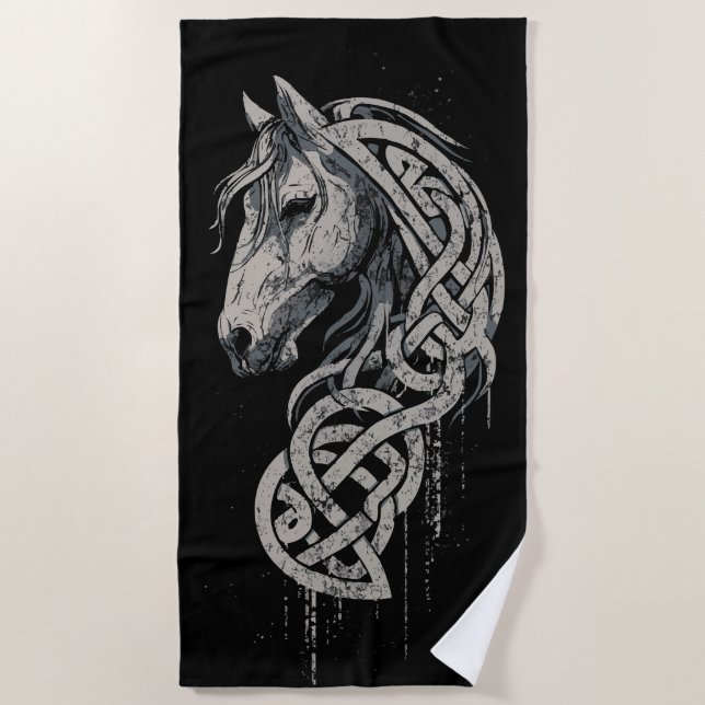 Toalla De Playa Celtic Horse Viking Knot (Anverso)