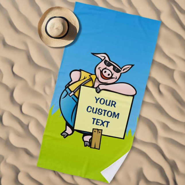 Toalla De Playa Cerdo con cartel (Subido por el creador)