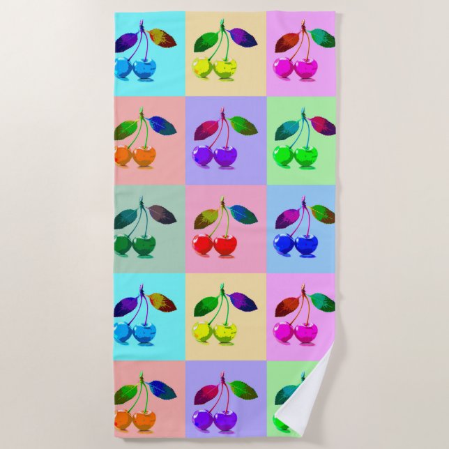 Toalla De Playa Cerezas en el estilo de arte pop (Anverso)