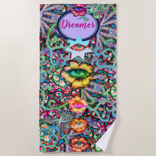 Toalla De Playa Chakra Floral Dreamer colorido Inusual Mística