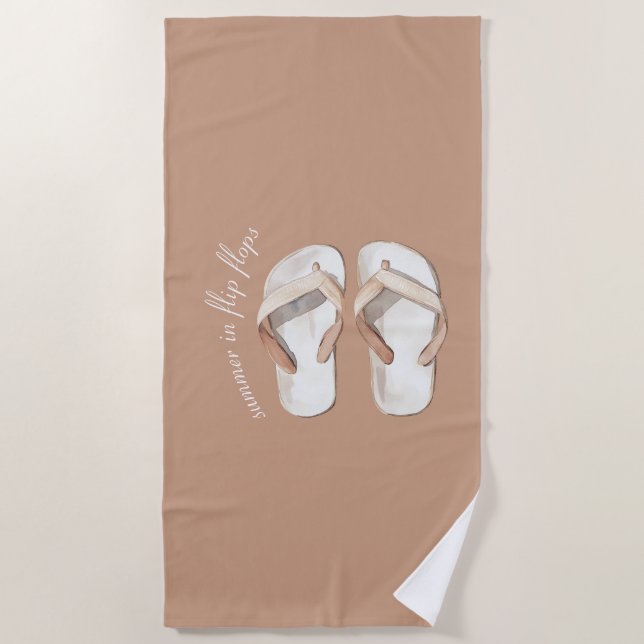 Toalla De Playa Chanclas de verano marrones crema (Anverso)