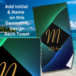 Toalla De Playa Change Initial Add Name Geometric Green Blue Swirl<br><div class="desc">Change it to any Initial you want,  Add (or delete) the Name on this design if you like - See my store for lots more great gift ideas.</div>