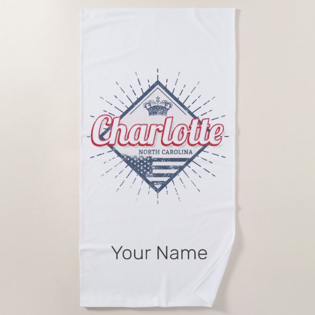 Toalla De Playa Charlotte City North Carolina Estados Unidos (Anverso)