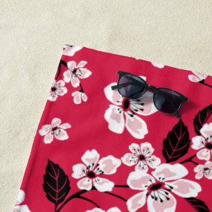 TOALLA DE PLAYA CHERRY BLOSSOM - SAKURA (ROJO)
