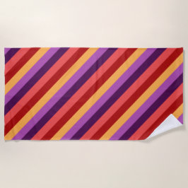 Toalla de playa Cherry Red Violet Stripes