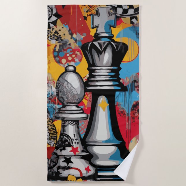 Toalla De Playa Chess King Pop Art Strategy Design (Anverso)