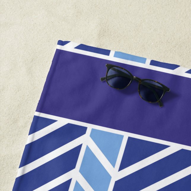 Toalla De Playa Chevron Pattern Blue (In situ)