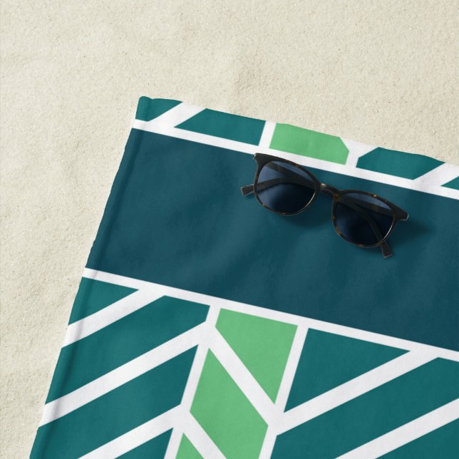 Toalla De Playa Chevron Pattern Teal (In situ)