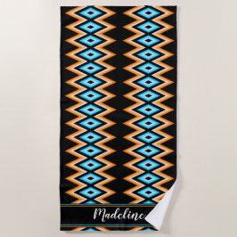 Toalla De Playa Chevron Tropical Custom name Modern Pattern Beach