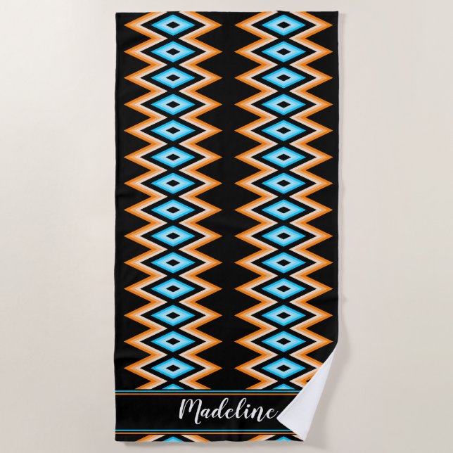 Toalla De Playa Chevron Tropical Custom name Modern Pattern Beach (Anverso)