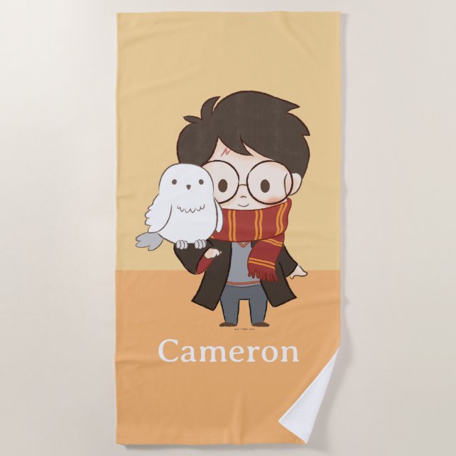 Toalla De Playa Chibi HARRY POTTER™ y Hedwig (Anverso)