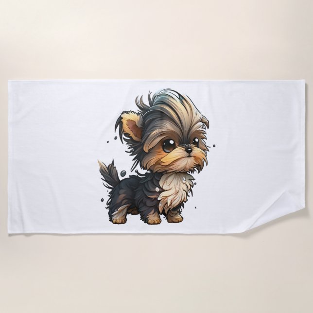 Toalla De Playa Chibi Yorkshire Terrier (Anverso)