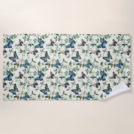 Toalla De Playa Chic Ducha de Novia Romántica Mariposas Azules