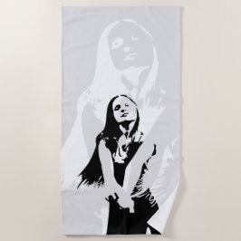 Toalla De Playa Chica de baile negro de moda Silhouette