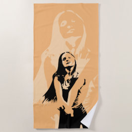 Toalla De Playa Chica de baile negro de moda Silhouette