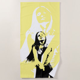 Toalla De Playa Chica de baile negro de moda Silhouette
